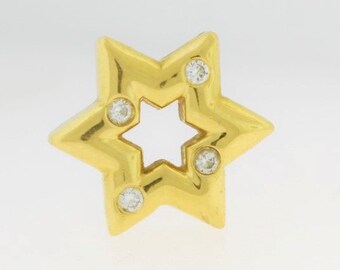 14k Gold Star Diamond Pendant