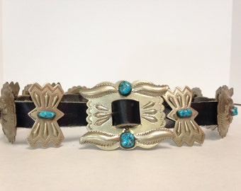 Vintage Navajo Nickle Silver Conch Belt