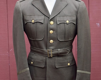 WW2 US Army Officers Regulation Uniform Coat / Jacket Olive Drab Dark 37 R