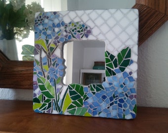 Mosaic Blue Hydrangea Mirror