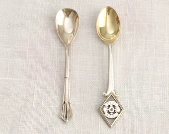 Antique Silver Condiment Spoons / Pair of Salt Spoons.