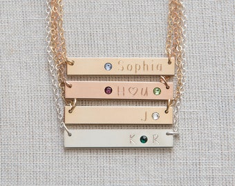 Birthstone Bar Necklace,Personalized Birthstone Bar necklace,Gold,Silver,Rose Gold Bar Necklace,Bar Necklace,Custom bar necklace