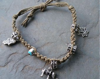 Spiritual charm hemp bracelet