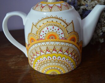 Fine porcelain teapot Gift for grandma Hand painted teapot Personalized teapot Home decor Kitchen decor Ceramic teapot Gift for women
