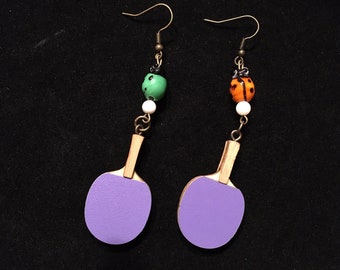 Ladybug and paddle earrings