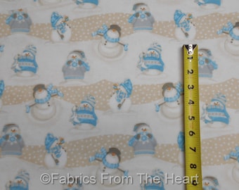 I Still Love Snow Snowmen Waves Blue BY YARDS Henry Glass Cotton FLANNEL Fabric
