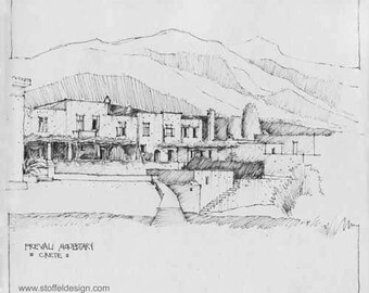 Sketch of Prevali Monastery, Greece (Print)
