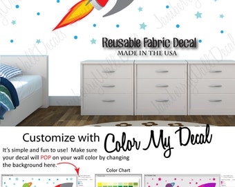 Large Rocket Decal, Space Decal, Boys Wall Decal (Sk Rocket Only) SKR