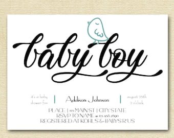 Modern Little Bird Baby Shower Invitation || Printable