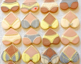 Bra and Panty Lingerie Cookies on Hearts (#2301)