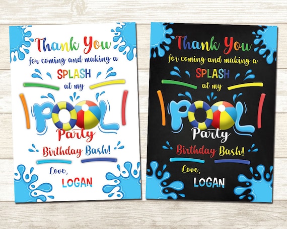 Pool Party Thank You Card Swimming Pool Thank You Card