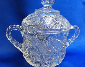 Vintage Pressed Glass Sugar Bowl