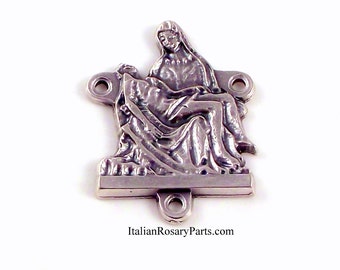 La Pieta Rosary Center Medal Virgin Mary and Jesus | Italian Rosary Parts