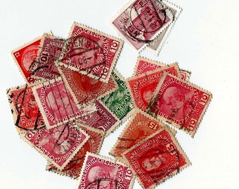 10 Vintage Austrian Postage Stamps - Scrapbooking, collage, altered art