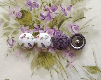 Button Earrings / 2 Pairs / Wholesale Jewelry / Fabric Covered / Stud Earrings / Gifts for Her / Birthday Present / Hypoallergenic Studs