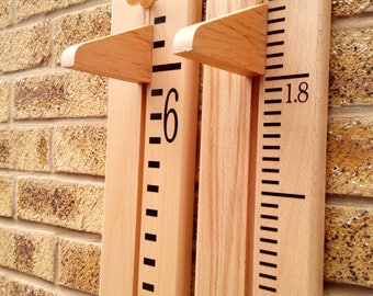 Handmade Wooden Growth / Height Chart, Solid Beech. Ideal Christening Gift