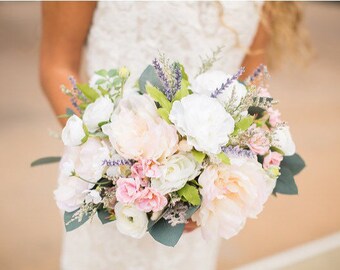 Bridal Bouquet, white pink and lavended bouquet, spring Bouquet