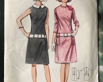 BUtterick shift dress ladies dressmaking vintage 1960's original pattern mod mad men