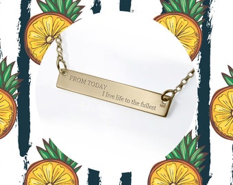Inspirational Necklace Quote necklace Customized Gold Bar Personalized Necklace motivational jewelry Resolutions / From today I help others