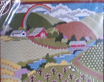 Vintage Never Opened Springtime Sampler Sunset Needlepoint Designer by Sally Shupe 1978 Stitchery Kit