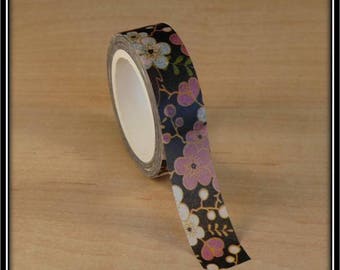 masking tape 15mm x 10 m black amid pink and white cherry blossoms