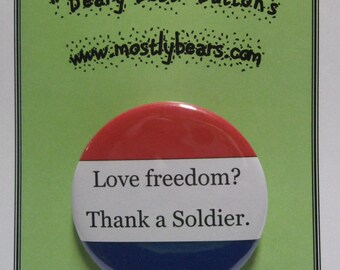 2 1/4" pinback button Thank A Soldier.