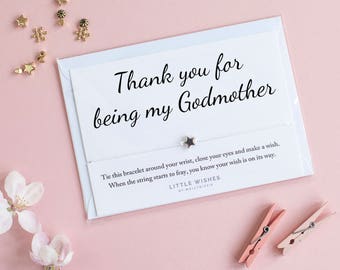 Wish bracelet, godmother thank you, gift for godmother, Godmother present, friendship bracelet, godmother gift, charm bracelet