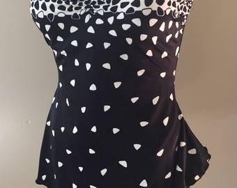 Vintage strapless bathingsuit, 80s bathing suit
