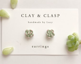 Succulent Earrings - beautiful handmade polymer clay jewellery by Clay & Clasp