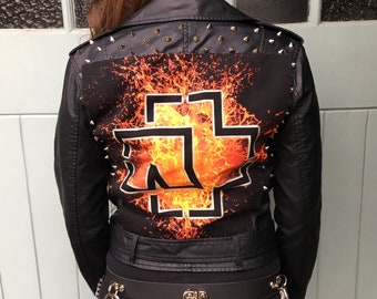 Rammstein Studded Black Leather Battle Jacket Ladies