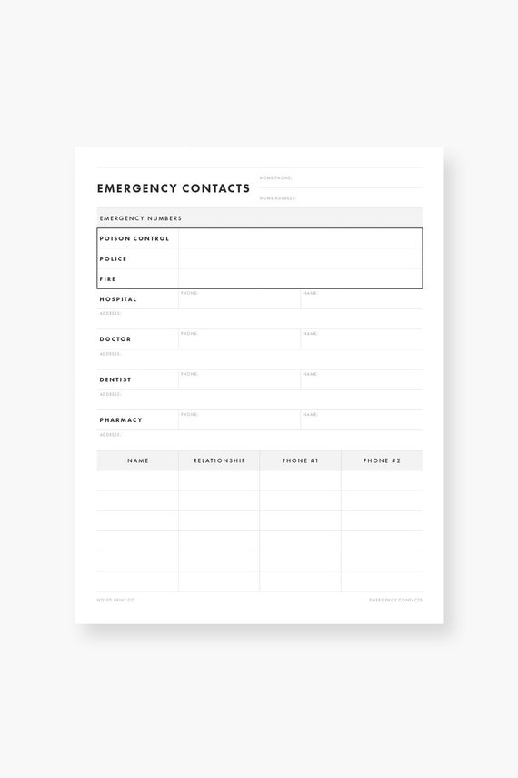 emergency contacts for babysitter