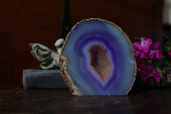 Purple Small Agate Geode 355g, Small Geode, Raw Agate, Agate Druzy, Agate Crystal, Little Geode, Mini Agate Geode, Collectible Geodes