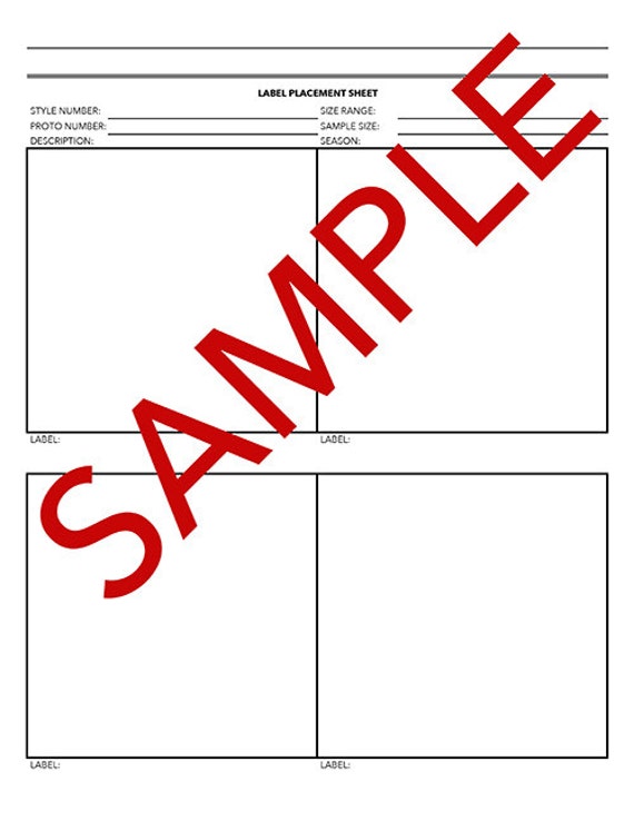 tech pack label placement sheet template label sheet template