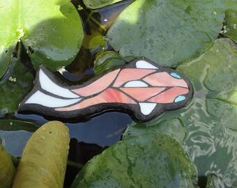 Koi, Floating Stained Glass Mosaic Art, Water Garden Decor, Glass Garden Art, 3D, Sculpture, Outdoor Rooms, Home Decor, Fish, Pond Decor