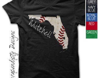 Florida Baseball Shirt - Youth Baseball TShirt / State of Florida Baseball Outfit / Womens State Pride Tshirt / Baby Baseball Florida Shirt