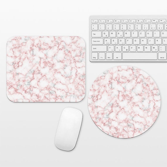 Marble Mouse Pad Marble Mousepad Mouse Mat for Desk Office Computer Round Circle Rectangle Rectangular Cute Gray and Pink Mouse Pad for Her