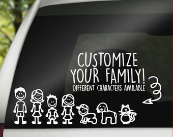 Custom Family Car Decal - Stick Figure Family Decal - Custom Family Decal - Car Decal for Family - Family Decal - Car Decals - Laptop Decals