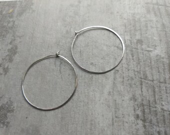 Hammered silver C hoop earrings