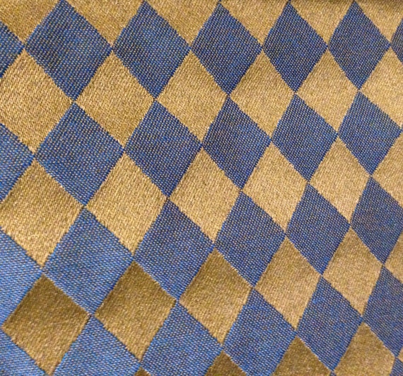 Navy and Gold Diamond Upholstery Fabric By The Yard