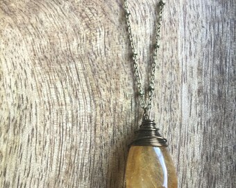 Golden Rutilated Quartz necklace