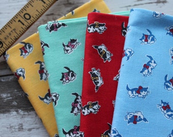 Morningside Farm by Darlene Zimmerman for Robert Kaufman Fabric 4FQ Fat Quarters 1930s Repro Fabric Cats Kittens Kitties Conversationals