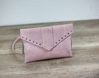 Cork vegan clutch // LOLA - Light Pink