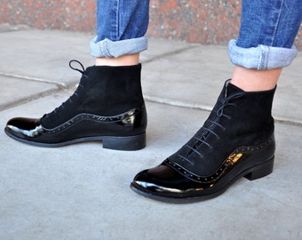 Armada - Womens Fall Boots, Lace-up Leather Boots, Oxford Boots, Black boots, Leather Ankle, Custom boots, FREE customization!!!