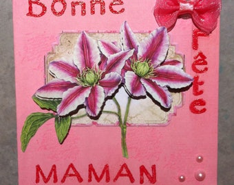 Card 3D pink lily mother's day.