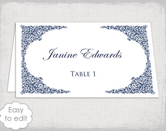 Place card template Mint lace wedding place card templates