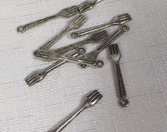 Silvertone Fork Charm lot