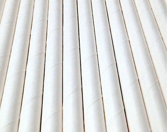 25 White Paper Drinking Straws - Party Decor Supplies Tableware