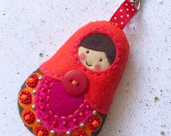 Matryoshka, babushka, russian doll, Keychain Felt