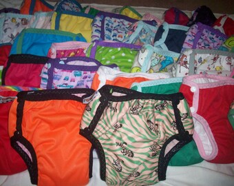 Set of 10 MamaBear Training Pants, one size fits most - Waterproof Prints and Solids Mix