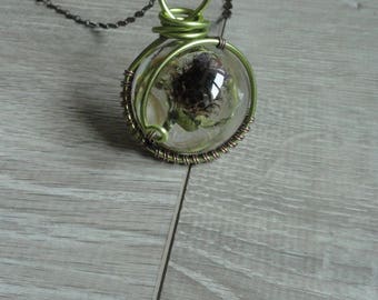 Pendant cabochon wire wrapped - Thistle - lucky - great amulet